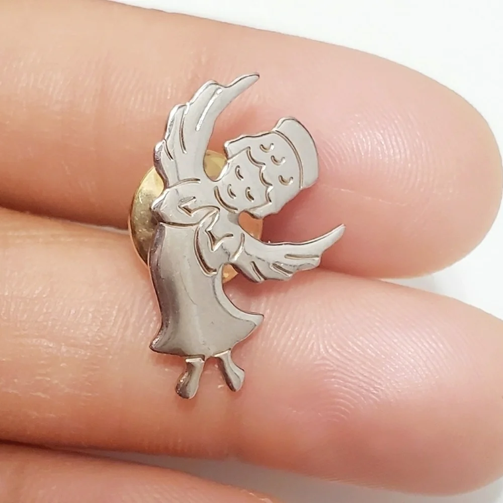 Silver Praying Angel Charm Vintage Angel Wings hand. 🌴
